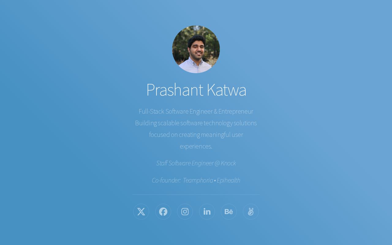 Prashant Katwa - Full-Stack Software Engineer & Entrepreneur
